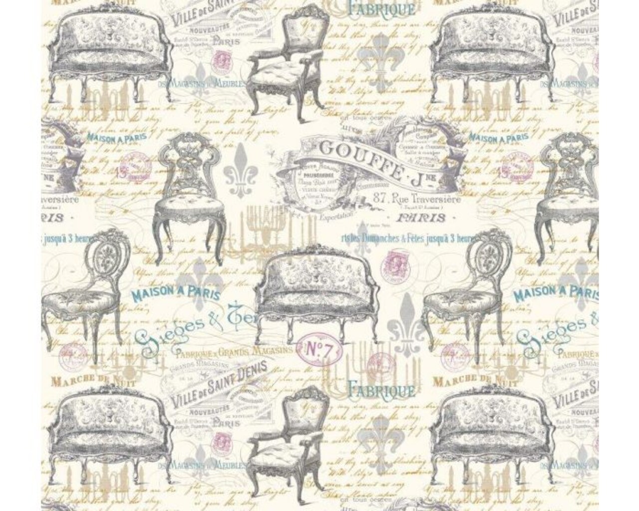 French Victorian Seating Cotton Fabric | By the Yard | Sewing and Crafting | 44 inches wide